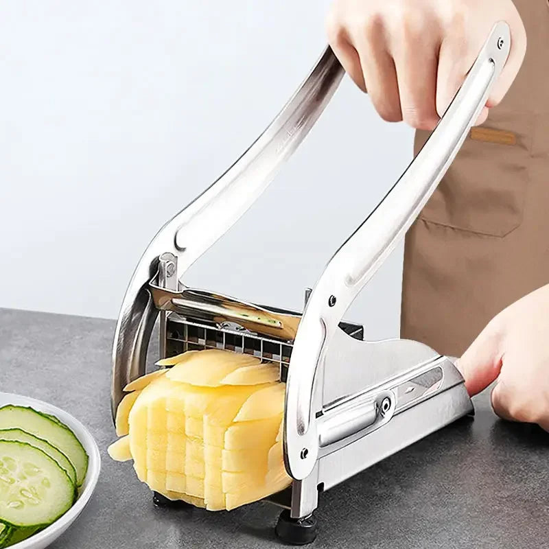 Potato Cutter, Multifunctional Household Stainless Steel, Hand-Pressed French Fry Cutter, Fruit and Vegetable Cutting Kitchen Tool