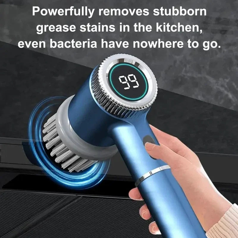 Kitchen Pot Washing Brush, Multifunctional Rotating Household Cleaning Brush, Hard Bristle Waterproof Dishwashing Brush, Short Handle Electric Brush