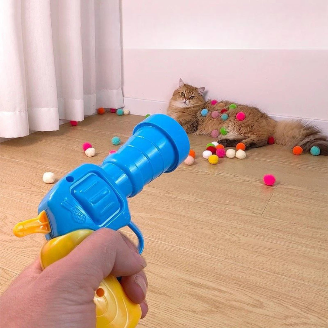 Cat Toy Plush Ball Launcher, Cat Cat Hair Ball, Catapult Toy Gun, Pet Self-Entertainment Toy, Ball Supplies