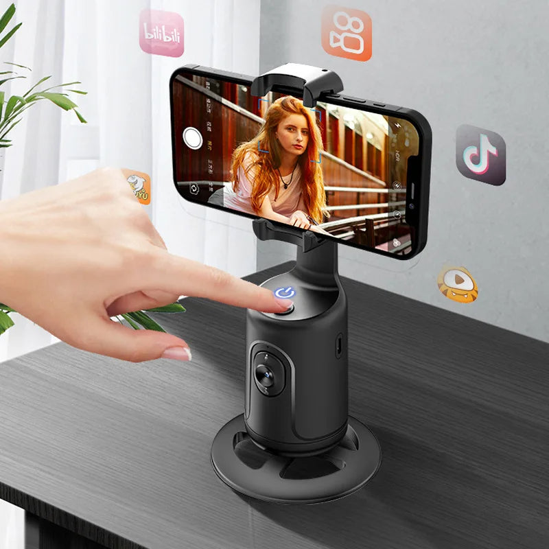 Shooting Gimbal Stabilizer, Mobile Phone Live Streaming, AI Intelligent Face Recognition Tracking, 360° Follow-Up Shooting Artifact Bracket