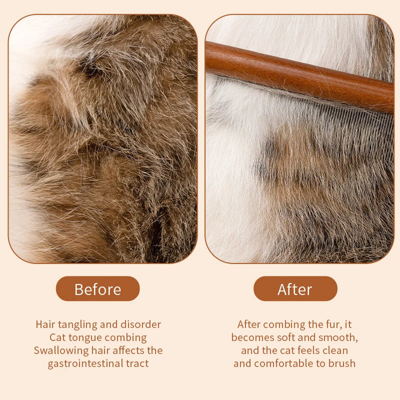 Pet Comb, Dense Tooth Comb, Cat Dog Remove Loose Hair, Solid Wood Comb, Pet Cleaning and Grooming, Special Flea Comb