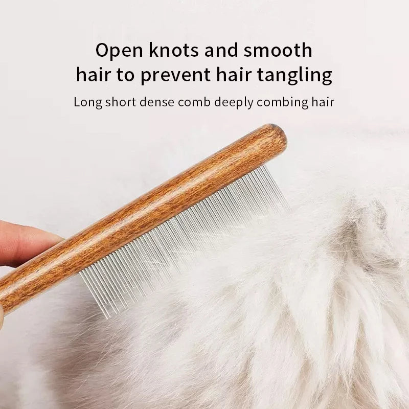 Pet Comb, Dense Tooth Comb, Cat Dog Remove Loose Hair, Solid Wood Comb, Pet Cleaning and Grooming, Special Flea Comb