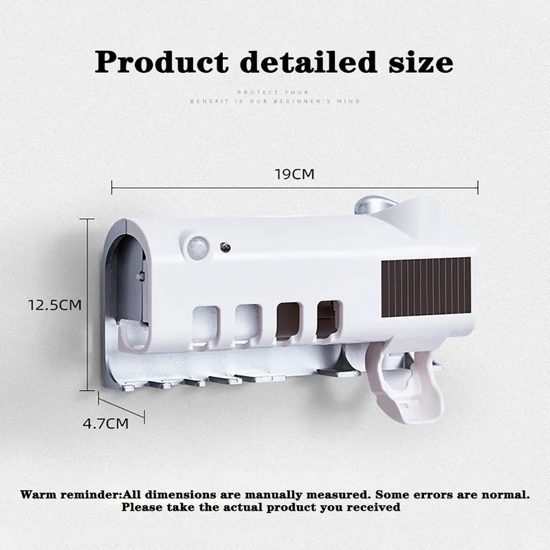 Toothbrush Sterilizer, Punch-Free Wall-Mounted Disinfection Rack, Intelligent Sensor UV Toothbrush Holder, Fully Automatic Toothpaste Squeezer