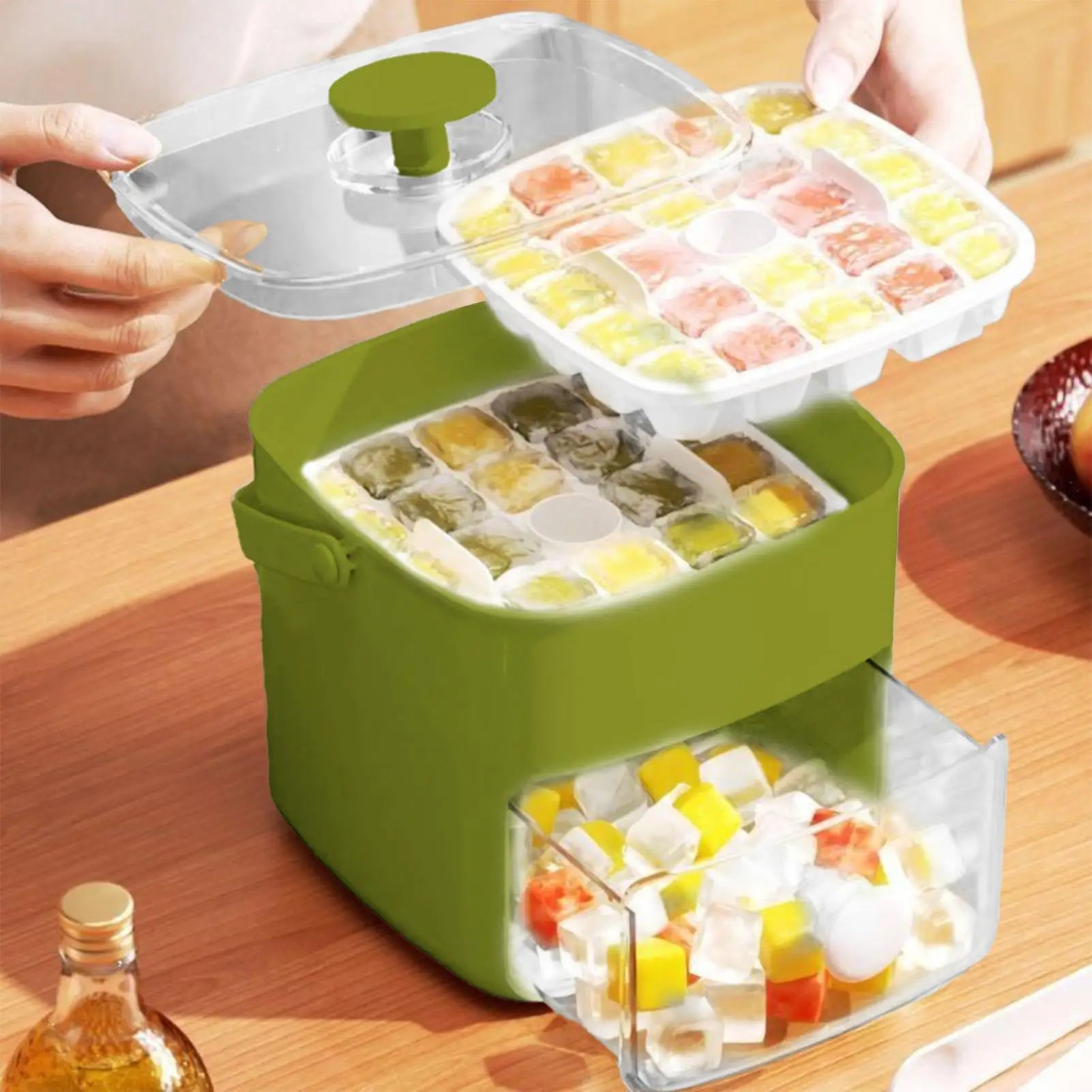 Press Ice Cube Mold Box, Large Capacity Ice Ball Maker For Refrigerator And Household Use
