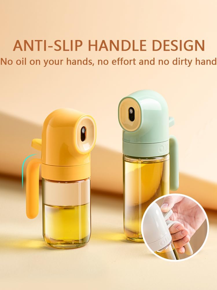 Glass Oil Spray Bottle & Pourer – 2-in-1 Kitchen Oil Dispenser for Cooking, Salad, and Baking – Atomizing Mist & Controlled Pour