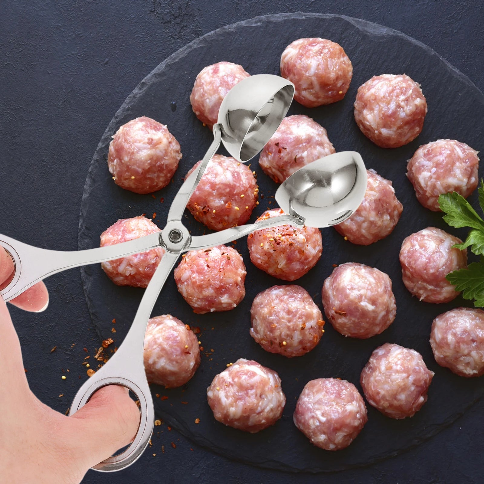 Stainless Steel Meatball Maker – Douyin Rice Ball Mold & Kitchen Croquette Tool, Non-Stick Meatball Scoop Clip for Household Cooking
