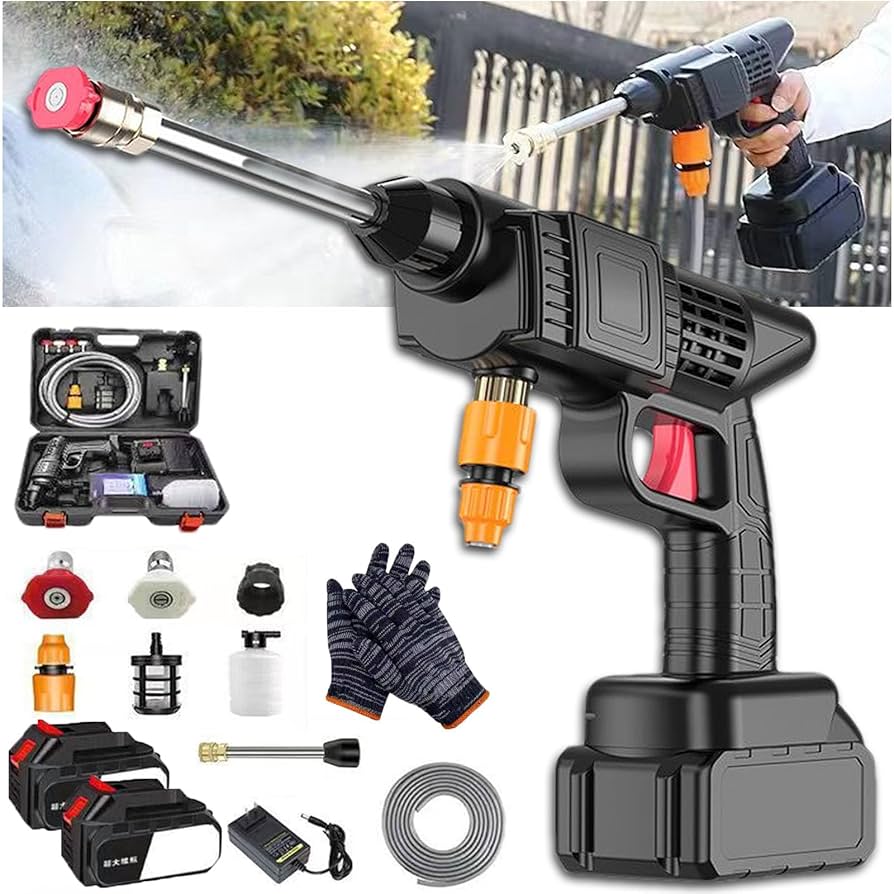Wireless High-Pressure Car Washing Water Gun – Portable Rechargeable Water Spray Machine with Powerful Lithium Battery, Ideal for Household Car Cleaning.