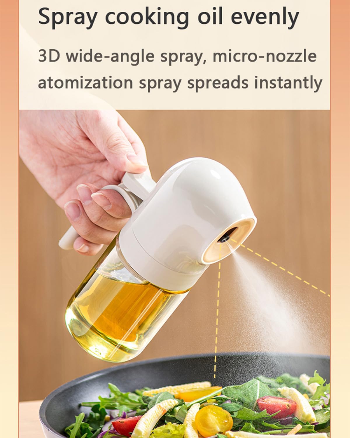 Glass Oil Spray Bottle & Pourer – 2-in-1 Kitchen Oil Dispenser for Cooking, Salad, and Baking – Atomizing Mist & Controlled Pour