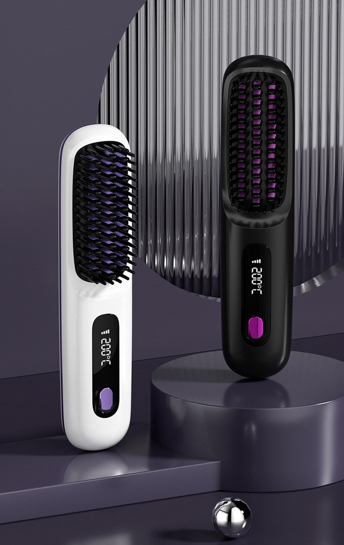 Wireless Straight Hair Comb Negative Ion Straight Hair Comb Wireless LCD Straight Curling Portable Straight Hair Curling Comb