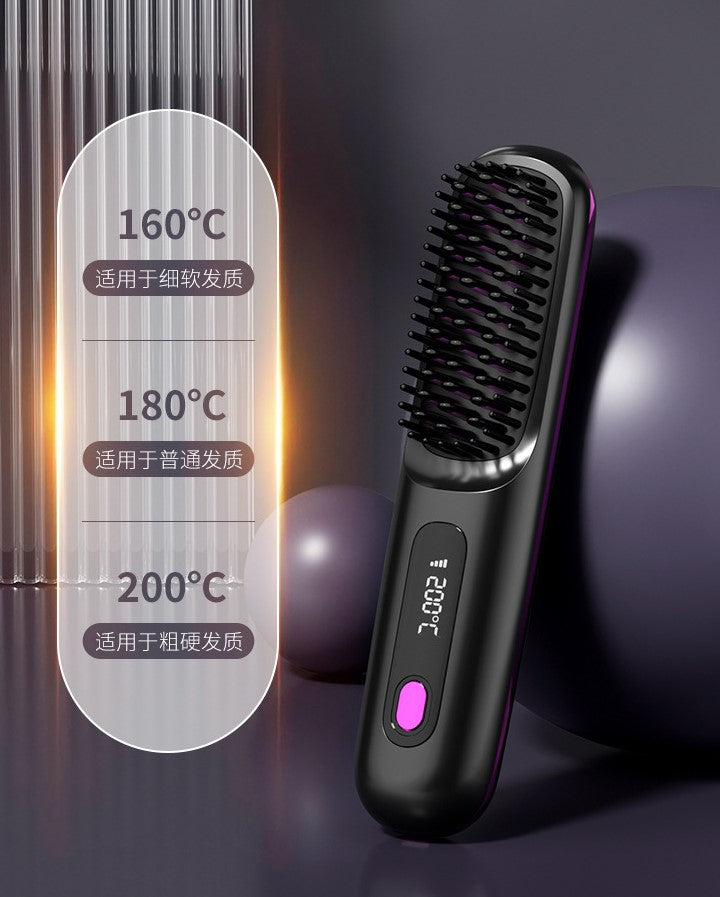 Wireless Straight Hair Comb Negative Ion Straight Hair Comb Wireless LCD Straight Curling Portable Straight Hair Curling Comb