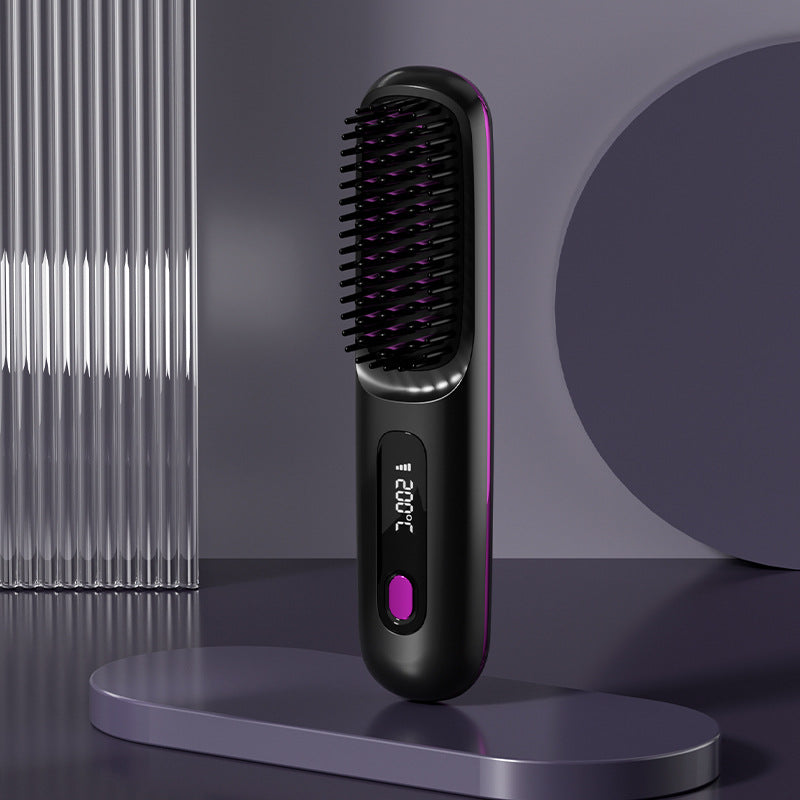 Wireless Straight Hair Comb Negative Ion Straight Hair Comb Wireless LCD Straight Curling Portable Straight Hair Curling Comb