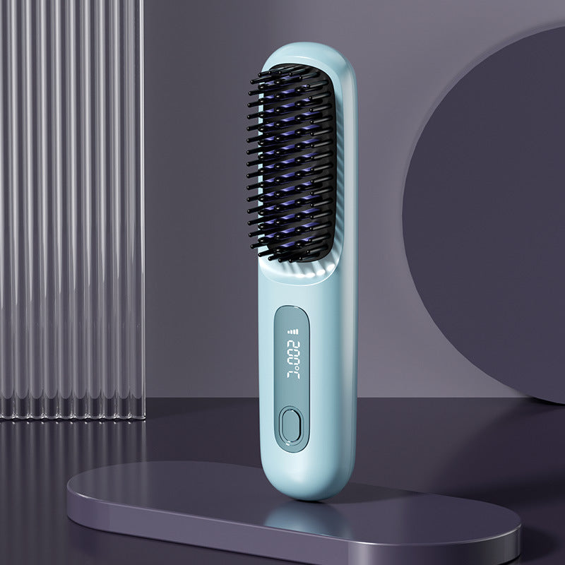 Wireless Straight Hair Comb Negative Ion Straight Hair Comb Wireless LCD Straight Curling Portable Straight Hair Curling Comb