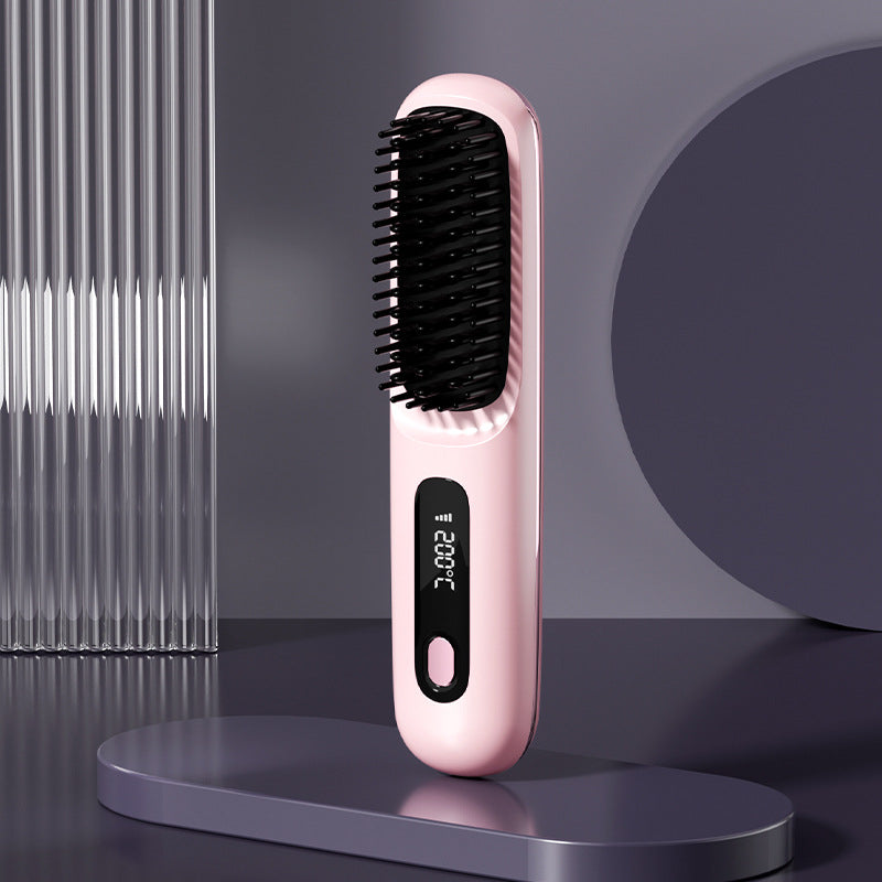 Wireless Straight Hair Comb Negative Ion Straight Hair Comb Wireless LCD Straight Curling Portable Straight Hair Curling Comb