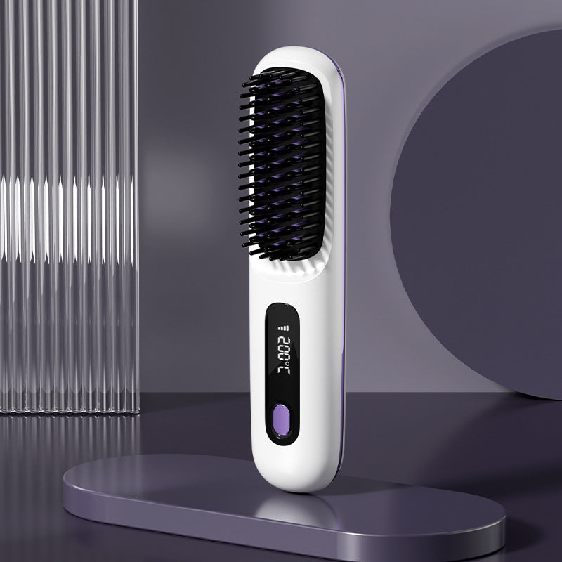 Wireless Straight Hair Comb Negative Ion Straight Hair Comb Wireless LCD Straight Curling Portable Straight Hair Curling Comb