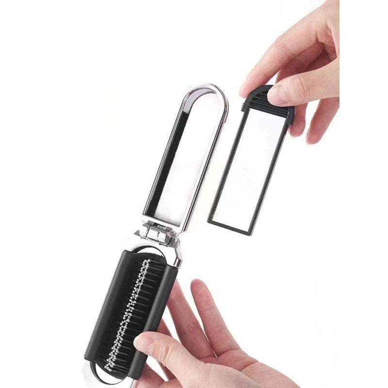 Folding Mirror Comb, Portable Comb, Airbag Air Cushion Comb, Milky White, Hair Massage, Hair Care, Mirror Integrated