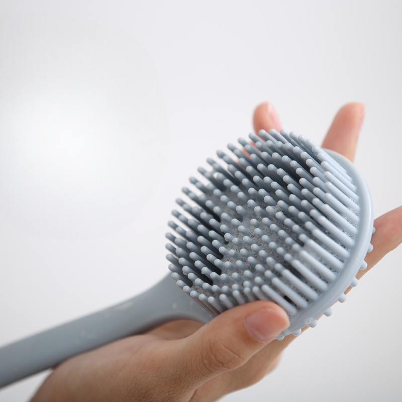 Silicone Long Handle Bath Brush – Soft Bristle Body Scrubber, Back Brush for Comfortable Cleaning