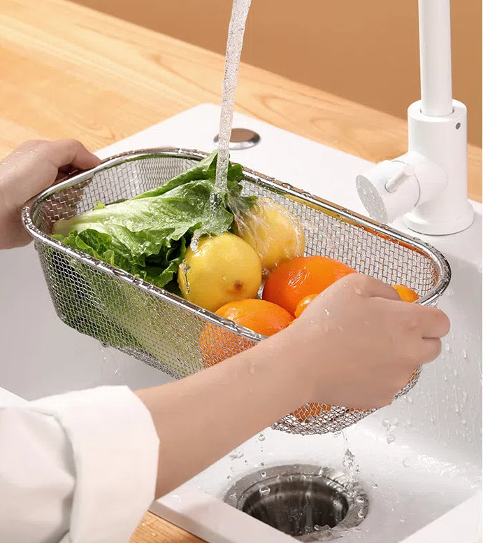 Stainless Steel Retractable Sink Rack, Vegetable Washing Basket And Dish Drain Rack