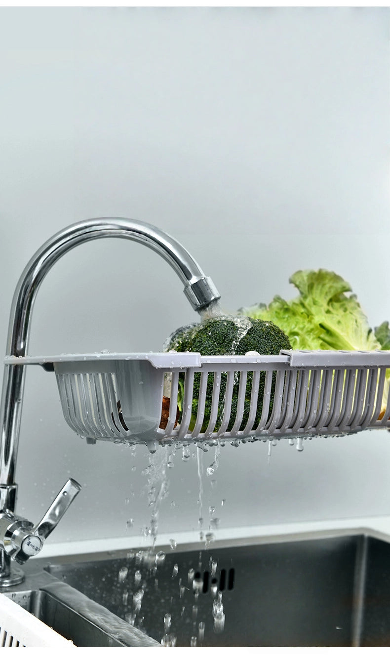 Telescopic Kitchen Sink Drain Basket, Multi-Function Folding Vegetable Washing Rack For Home