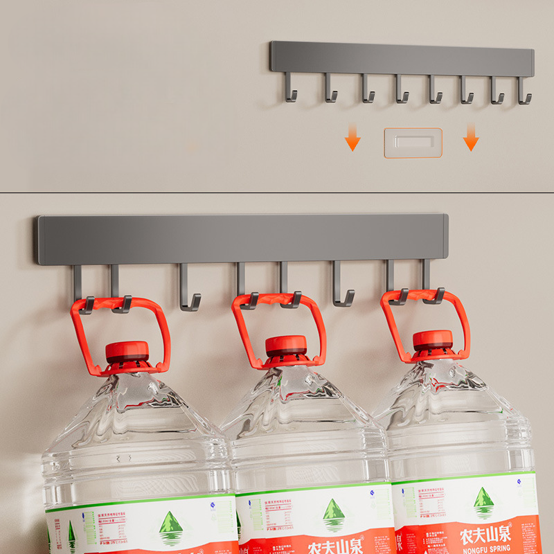 Kitchen Hook Rack, Punch-Free Kitchen Rack Accessories, Wall-Mounted, Multi-Functional Kitchen Utensils, Spoon Shovel Hanging Rod Storage