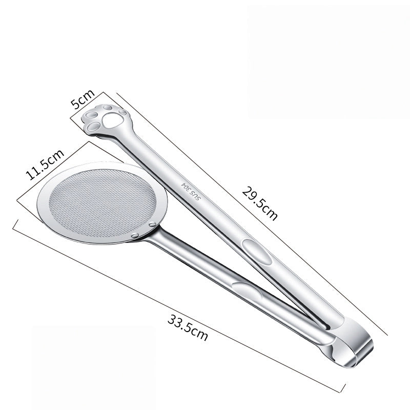 Stainless Steel Bear Paw Oil Drain Clip – Multi-Function Frying & Cooking Food Clip – Non-Slip Bread, Net, and Kitchen Tongs Tool