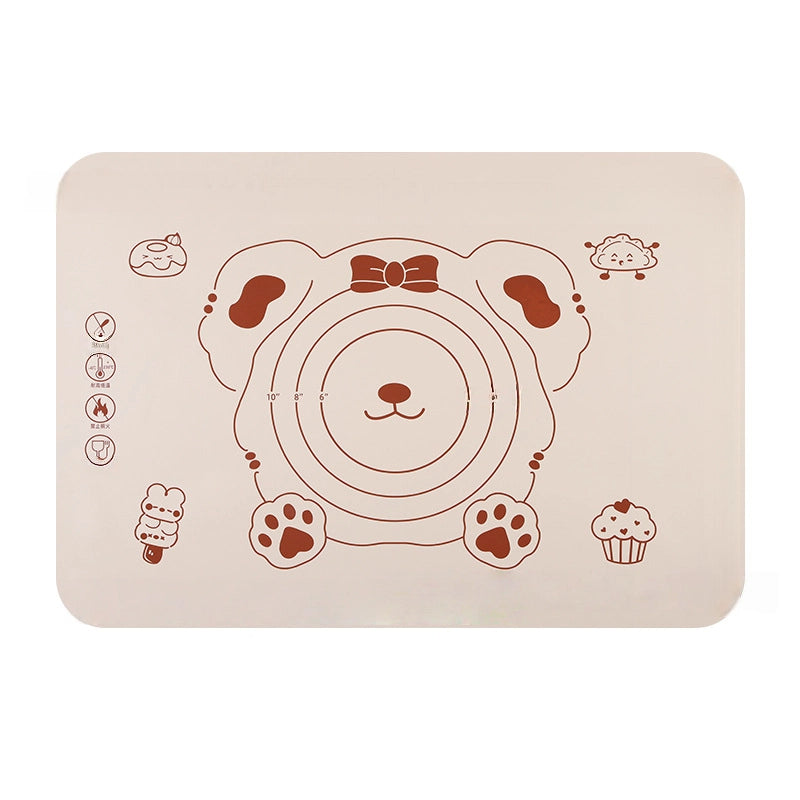 Cute Bear Silicone Dough Kneading & Rolling Pad – Non-Slip, Food-Grade Baking Mat