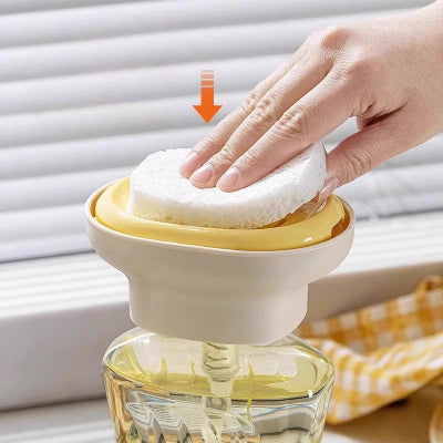 2-in-1 Dish Soap Dispenser with Sponge Holder – Kitchen Sink Detergent Presser Pump for Hand Soap & Dishwashing Liquid – Household Cleaning Tool