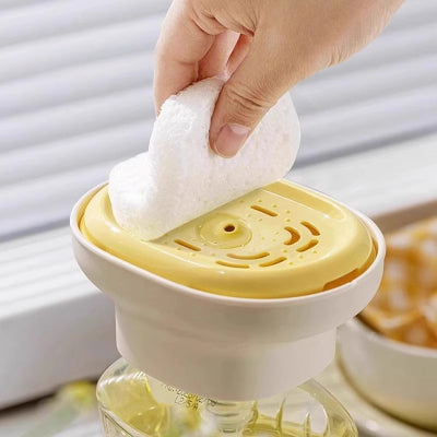 2-in-1 Dish Soap Dispenser with Sponge Holder – Kitchen Sink Detergent Presser Pump for Hand Soap & Dishwashing Liquid – Household Cleaning Tool