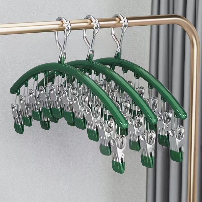 Clothes Drying Rack, Stainless Steel Multi-Clip, Balcony Drying Artifact, Round Windproof Pants Clip