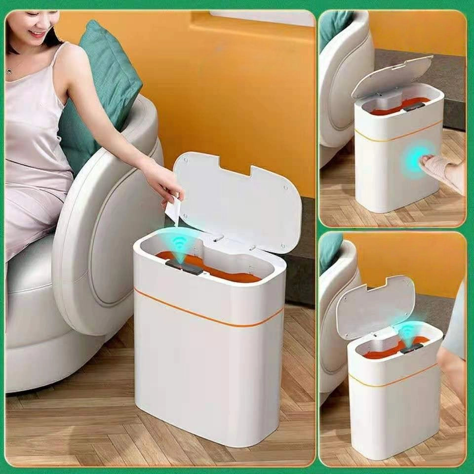 Smart Sensor Trash Can, Automatic Household Toilet, Light Luxury Electric Narrow Wastebasket With Lid, Gap Toilet Paper Bucket