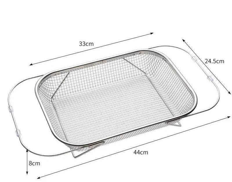 Stainless Steel Retractable Sink Rack, Vegetable Washing Basket And Dish Drain Rack