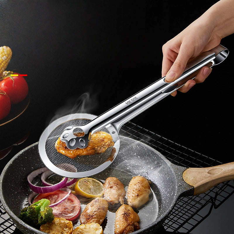 Stainless Steel Bear Paw Oil Drain Clip – Multi-Function Frying & Cooking Food Clip – Non-Slip Bread, Net, and Kitchen Tongs Tool