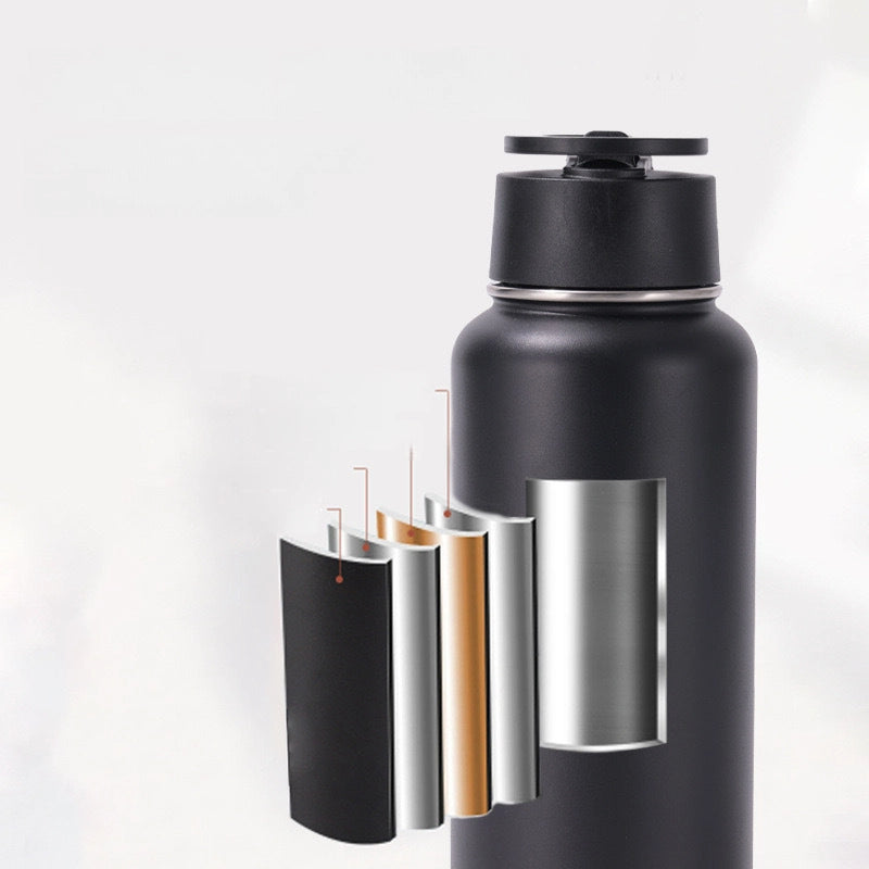 Space Kettle with Magnetic Cover – Stainless Steel Insulated Water Bottle – Design with Mobile Phone Holder – Vacuum Flask