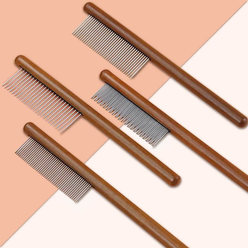Pet Comb, Dense Tooth Comb, Cat Dog Remove Loose Hair, Solid Wood Comb, Pet Cleaning and Grooming, Special Flea Comb