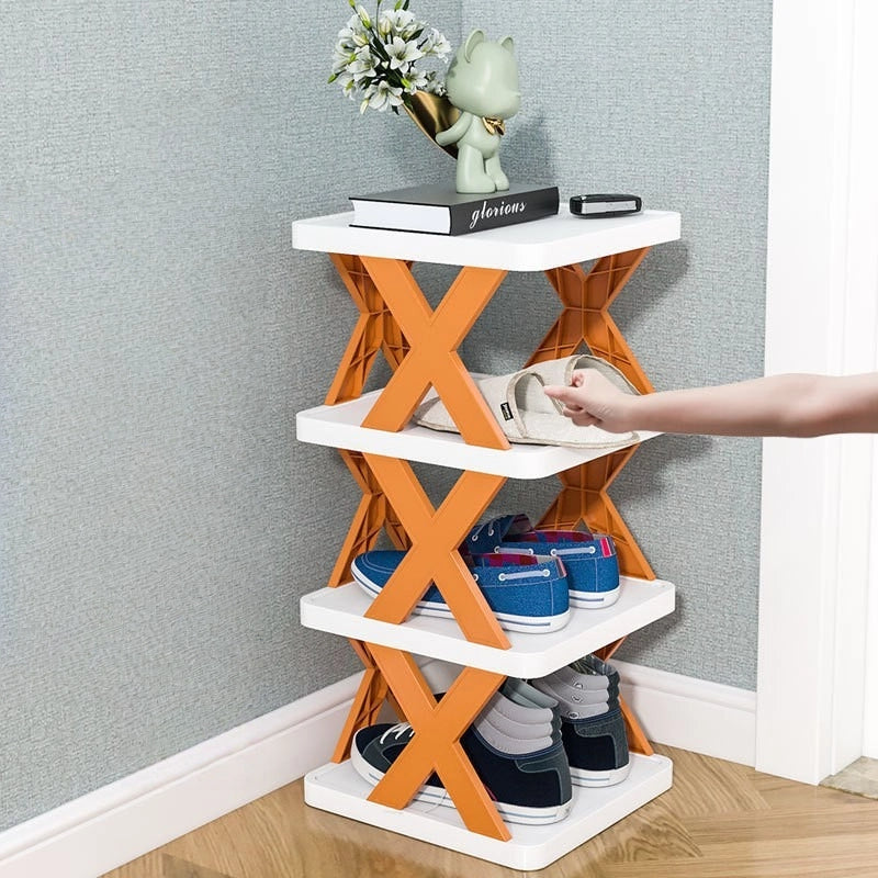 Dormitory Door Shoe Rack, No-Need-To-Install, Multi-Layer, Space-Saving, Home Corridor, Foldable Plastic Storage Shoe Cabinet