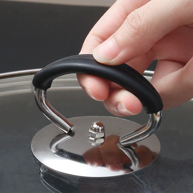 Neutral Pot Lid Handle Stainless Steel, Silicone Anti-Scalding and High Temperature Resistant Household Pot, Lid Handle, Glass Head, Handle Pot Knob