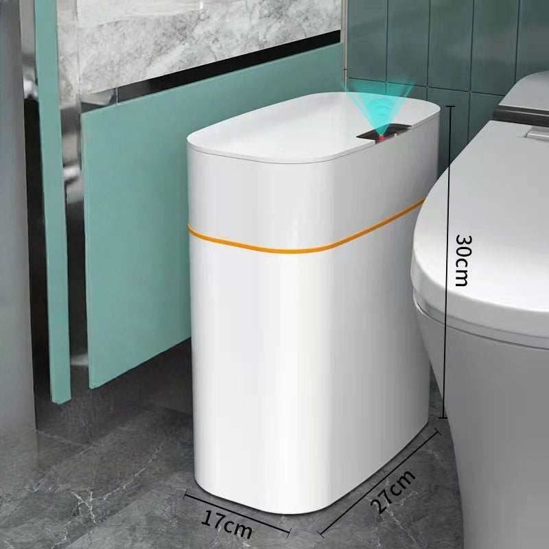 Smart Sensor Trash Can, Automatic Household Toilet, Light Luxury Electric Narrow Wastebasket With Lid, Gap Toilet Paper Bucket