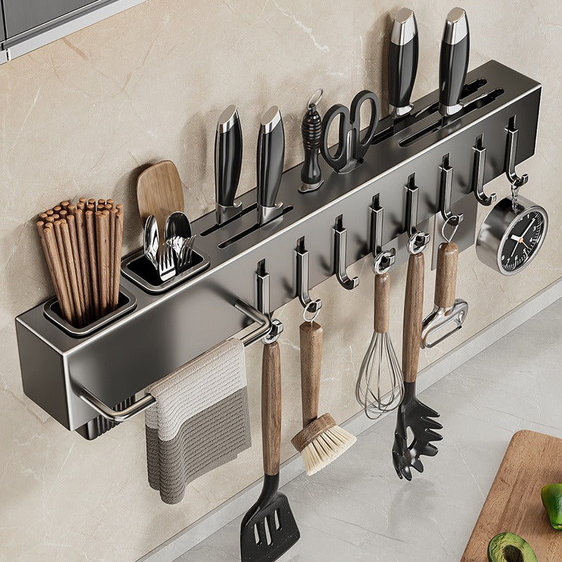Wall-Mounted, Punch-Free Kitchen Multi-Function Rack, Knife Kitchen Knife, Chopsticks Storage Rack
