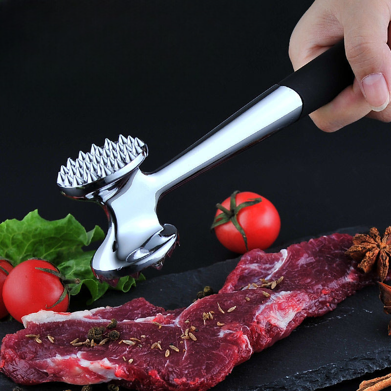 Solid Meat Hammer Steak Hammer Steak Hammer Zinc Alloy Tendon Breaker Kitchen Tenderizer Meat Tool Double-sided Meat Loosening Hammer