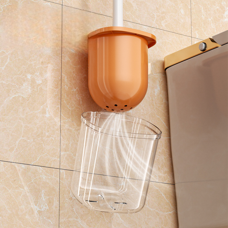 New Household Toilet Brush Set, Long Handle, Wall-Mounted Round Head Cleaning Brush with Base, Bathroom Toilet Brush, Toilet Cleaning