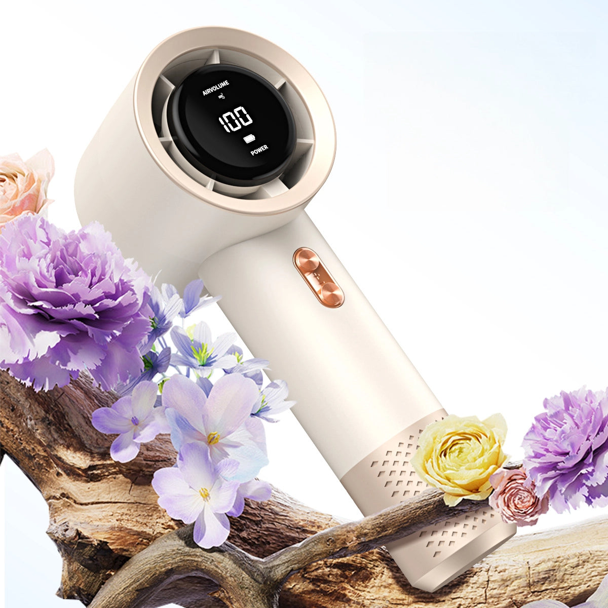 High Speed Handheld Fan, USB Charging, Mini Portable, Digital Display, Turbine Bladeless Fan