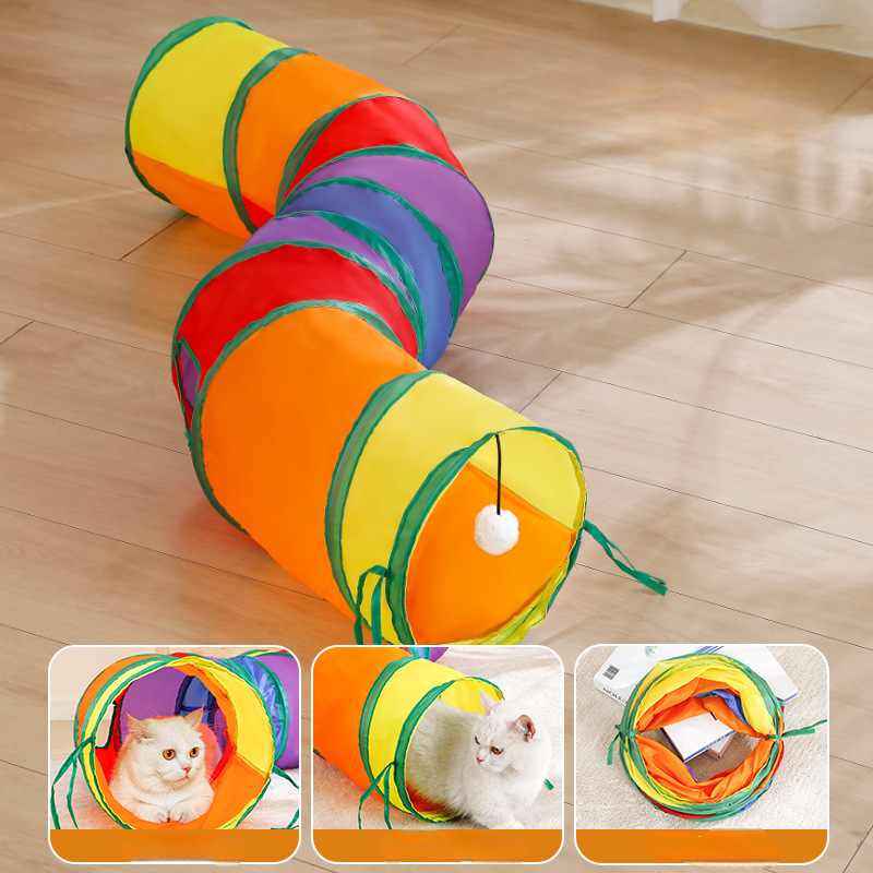Cat Toy, Cat Tunnel, Self-Entertainment Artifact, Drilling Hole, Rainbow Maze Passage, Consumption of Physical Supplies, Cat Teaser