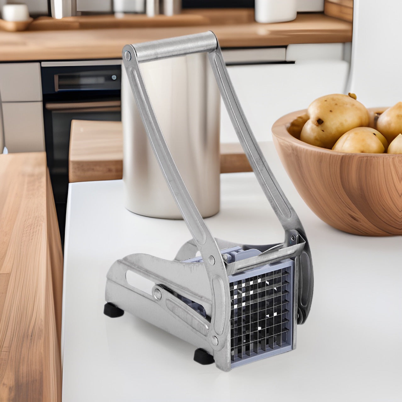 Potato Cutter, Multifunctional Household Stainless Steel, Hand-Pressed French Fry Cutter, Fruit and Vegetable Cutting Kitchen Tool