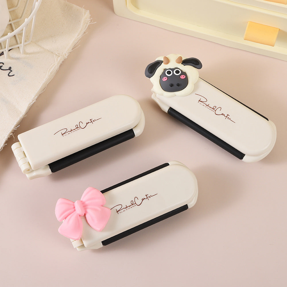 Folding Mirror Comb, Portable Comb, Airbag Air Cushion Comb, Milky White, Hair Massage, Hair Care, Mirror Integrated