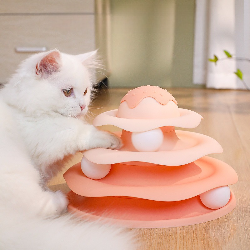 Cat Toy, Self-Entertainment Turntable Ball, Cat Boredom Amuse Cat Artifact, Kitten Ice Cream Play Plate Cat Toy