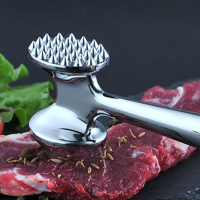 Solid Meat Hammer Steak Hammer Steak Hammer Zinc Alloy Tendon Breaker Kitchen Tenderizer Meat Tool Double-sided Meat Loosening Hammer