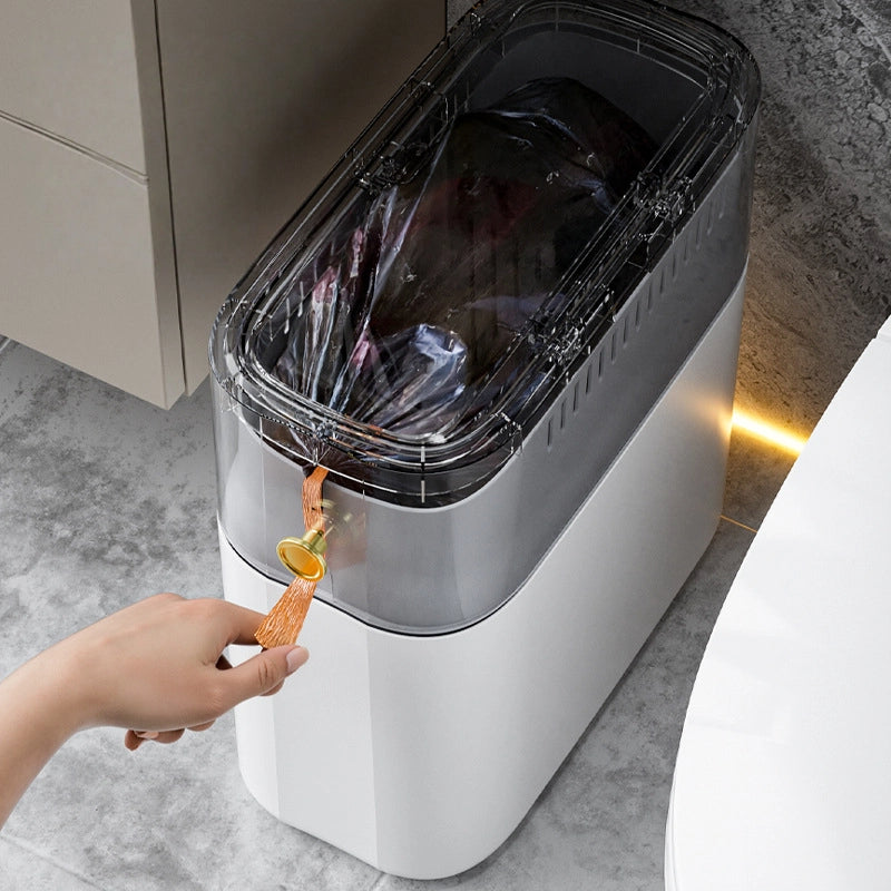 Push-Type Trash Can, Bathroom Toilet Dedicated, Living Room, Kitchen, With Lid, Automatic Packing Bucket