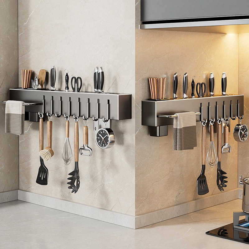 Wall-Mounted, Punch-Free Kitchen Multi-Function Rack, Knife Kitchen Knife, Chopsticks Storage Rack