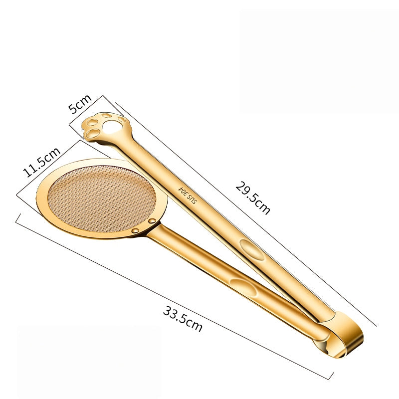 Stainless Steel Bear Paw Oil Drain Clip – Multi-Function Frying & Cooking Food Clip – Non-Slip Bread, Net, and Kitchen Tongs Tool