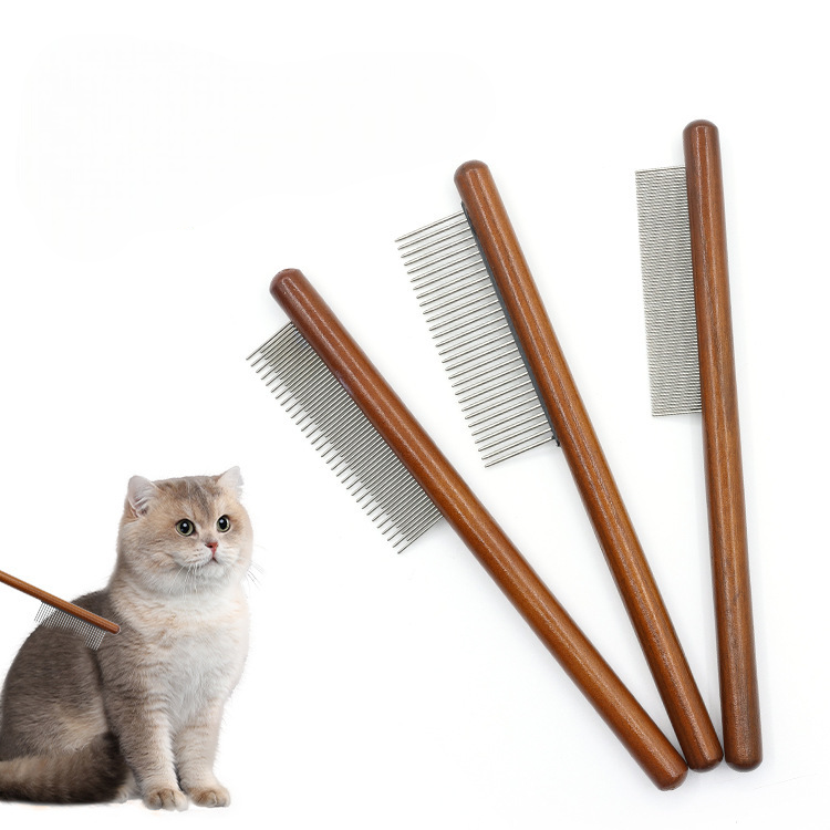 Pet Comb, Dense Tooth Comb, Cat Dog Remove Loose Hair, Solid Wood Comb, Pet Cleaning and Grooming, Special Flea Comb