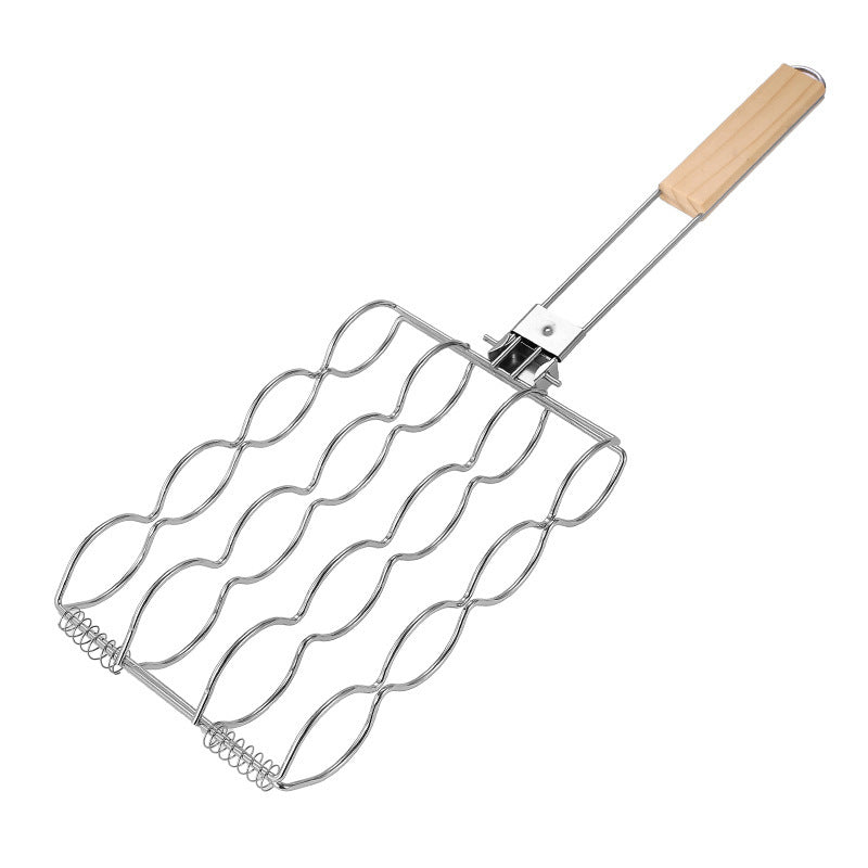 BBQ Grill Tool – Outdoor Foldable Grilled Corn Clip, Stainless Steel Grilling Net Clip, Convenient Hot Dog Grill Clip